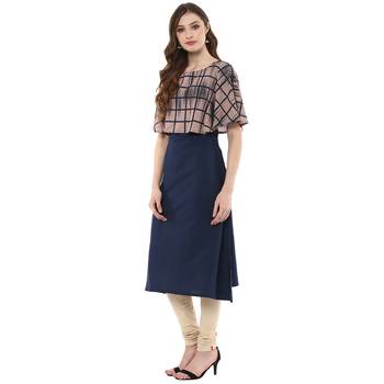 blue faux_crepe crepe stitched kurti 3