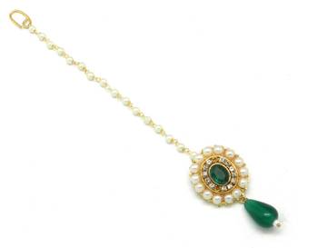 Sober Maang Tikka Decorated With Crystal  And  Pearl 2