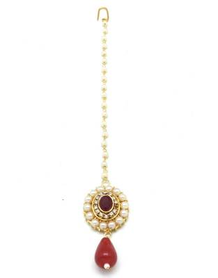 Sober Maang Tikka Decorated With Crystal  And  Pearl 3