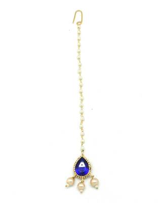 Single Stone Maang Tikka With Pearl Drops 1