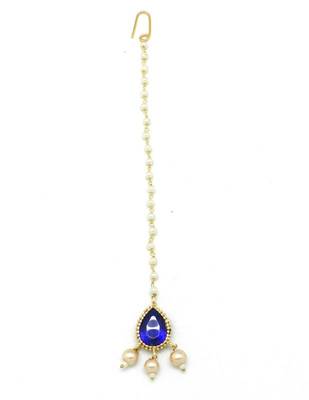 Single Stone Maang Tikka With Pearl Drops 2
