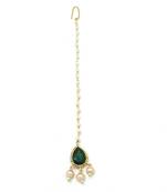 Single Stone Maang Tikka With Pearl Drops