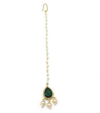 Single Stone Maang Tikka With Pearl Drops 2
