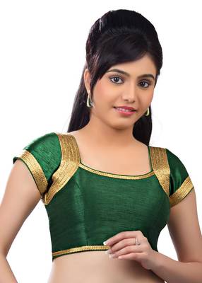 Green Banglory Plain Unstitched Blouse 1