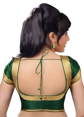 Green Banglory Plain Unstitched Blouse 2