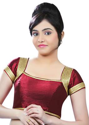 Maroon Banglory Plain Unstitched Blouse 1