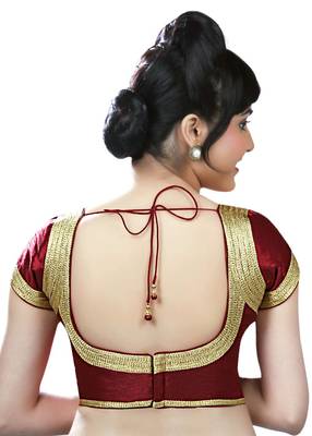 Maroon Banglory Plain Unstitched Blouse 2