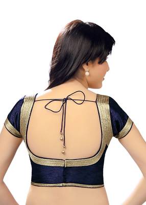 Navy Blue Banglory Plain Unstitched Blouse 2
