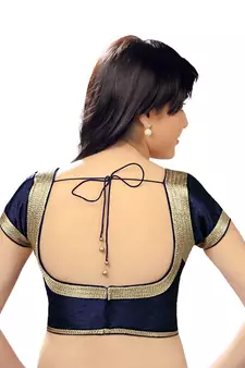 Navy Blue Banglory Plain Unstitched Blouse