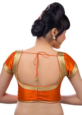 Orange Banglory Plain Unstitched Blouse 2