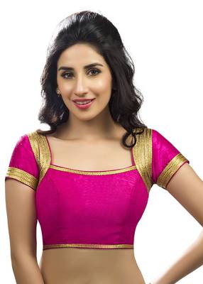 Pink Banglory Plain Unstitched Blouse 1