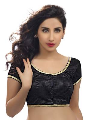 black raw silk plain unstitched blouse 1
