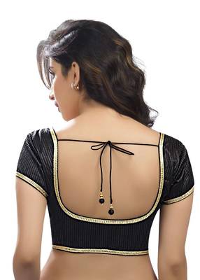 black raw silk plain unstitched blouse 2