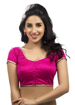 pink raw silk plain unstitched blouse 1