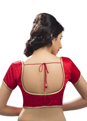 red raw silk plain unstitched blouse 2