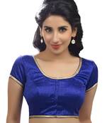 royal blue raw silk plain unstitched blouse
