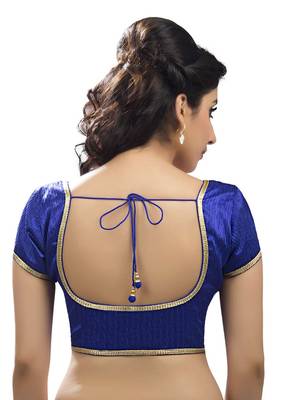 royal blue raw silk plain unstitched blouse 2