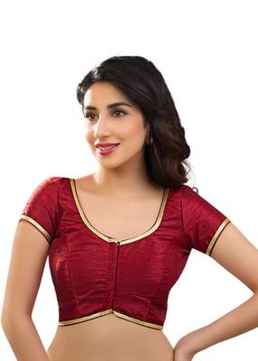 maroon banglory plain unstitched blouse 1