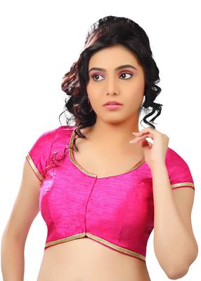 pink banglory plain unstitched blouse 1