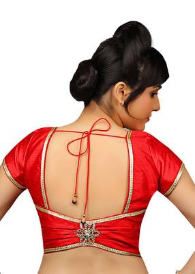red banglory plain unstitched blouse 2