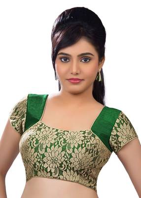 Green Banglory Plain Unstitched Blouse 1