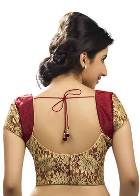 Maroon Banglory Plain Unstitched Blouse 2