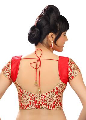 Red Banglory Plain Unstitched Blouse 2