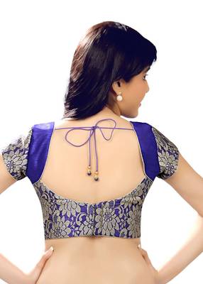 Royal Blue Banglory Plain Unstitched Blouse 2