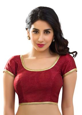 Maroon Banglory Plain Unstitched Blouse 1