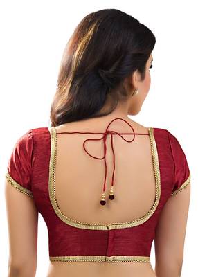 Maroon Banglory Plain Unstitched Blouse 2