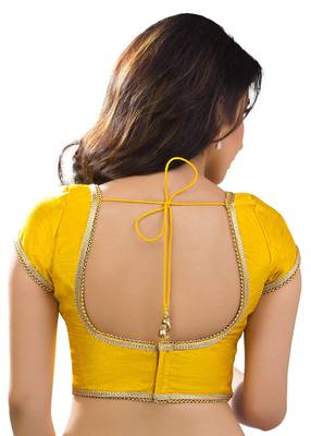 Yellow Banglory Plain Unstitched Blouse 2