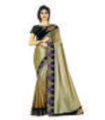 Gold embroidered lycra saree with blouse