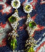long lemon stone and diamond danglers