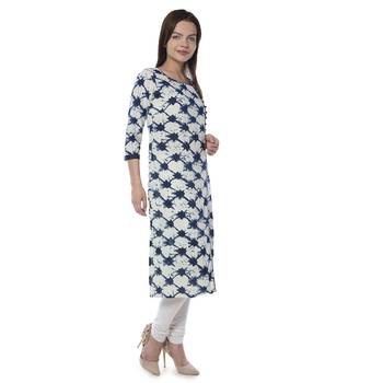 Dark blue printed cotton stithced kurtas-and-kurtis 4