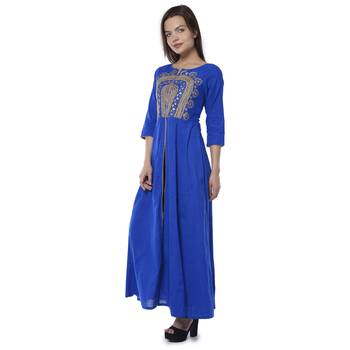 Blue embroidered cotton stithced kurtas-and-kurtis 3