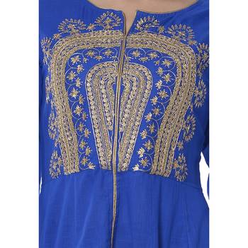 Blue embroidered cotton stithced kurtas-and-kurtis 5