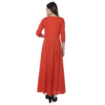 Orange embroidered cotton stithced kurtas-and-kurtis 2