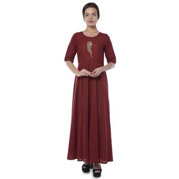 Maroon embroidered cotton stithced kurtas-and-kurtis 1
