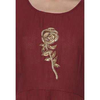 Maroon embroidered cotton stithced kurtas-and-kurtis 5