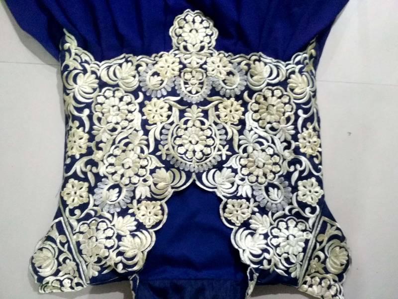 Blue Georgette Embroidered Semi Stitched Party Wear Gown