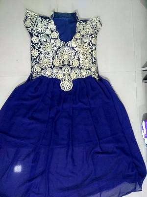 Blue Georgette Embroidered Semi Stitched Party Wear Gown 3