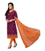 Wine embroidered jacquard salwar with dupatta