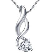 Infinity Pendant & Chain Round CZ 925 Sterling Silver Platinum Plated For Girls & Womens With Exclusive Offer