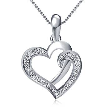 valentine gifts for girlfriend Heart Design Pendant in Sterling Silver 925 Platinum Plated With 18" Chain 1