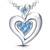 925 Sterling Silver Aquamarine CZ Ravishing Double Heart Pendant With 18" Chain