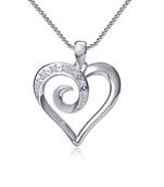 925 Sterling Silver Round Cut White Cubic Zirconia Women's Heart Pendant With Chain