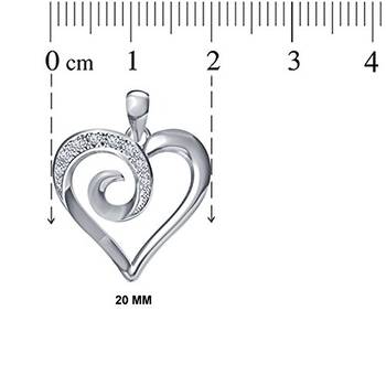 925 Sterling Silver Round Cut White Cubic Zirconia Women's Heart Pendant With Chain 4
