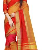 Multicolor woven cotton saree with blouse