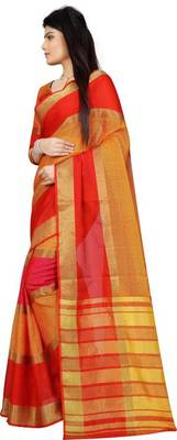 Multicolor woven cotton saree with blouse 2