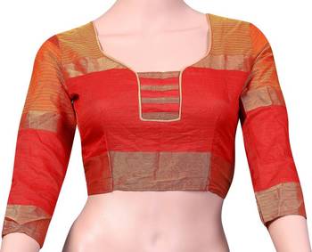 Multicolor woven cotton saree with blouse 4